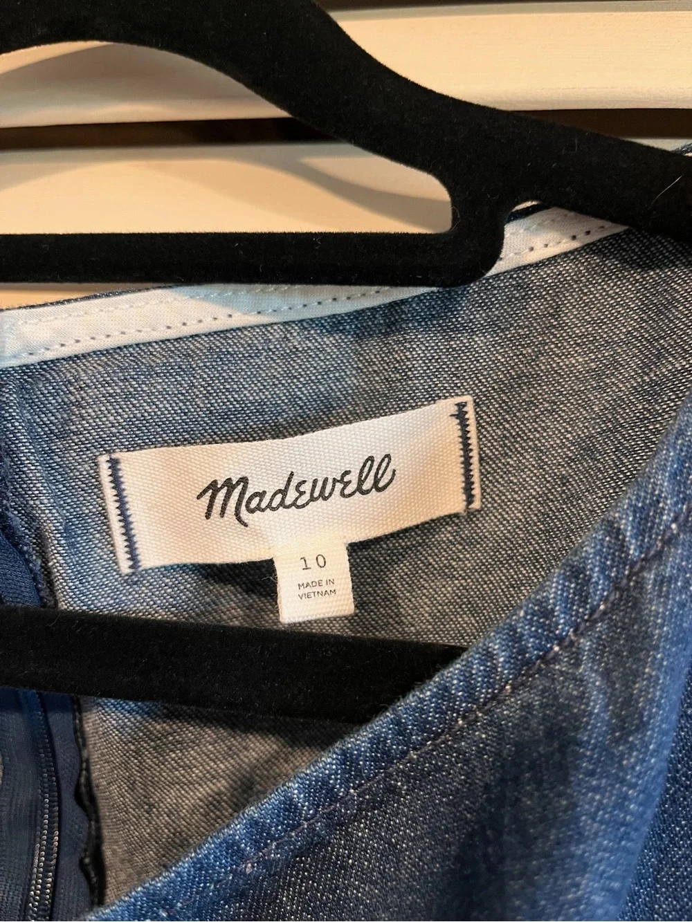 💙 Madewell Dark Blue Denim Sleeveless Fit and Flair Dress - Picture 3 of 6